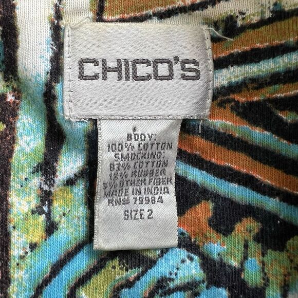 Chicos Full Zip Jacket Size 2 Large Tribal Art To Wear Long Sleeve Smocked Back - Picture 9 of 14
